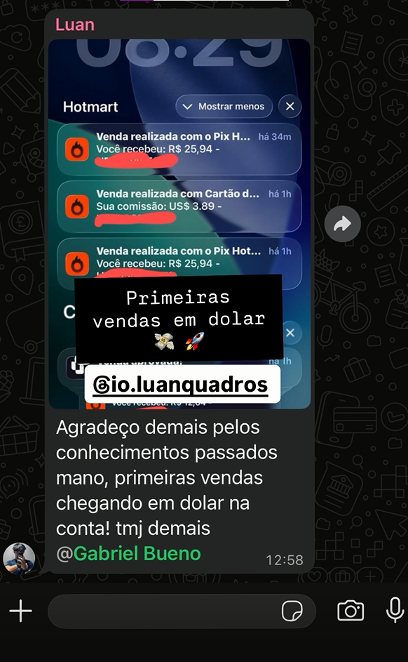 Primeiras vendas em dólar