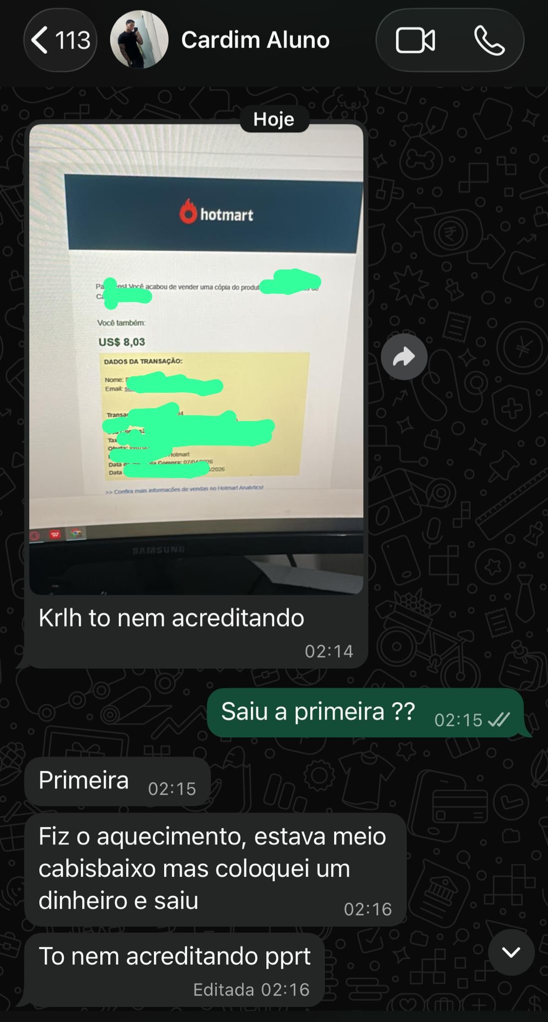 Primeira venda - Cardim Aluno